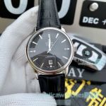 Clone Omega De Ville SS Black Dial With Leather Strap Watch 42mm